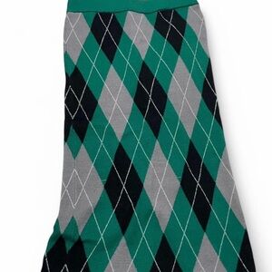 Argyle Patterned Skirt - Green, Gray, and Black